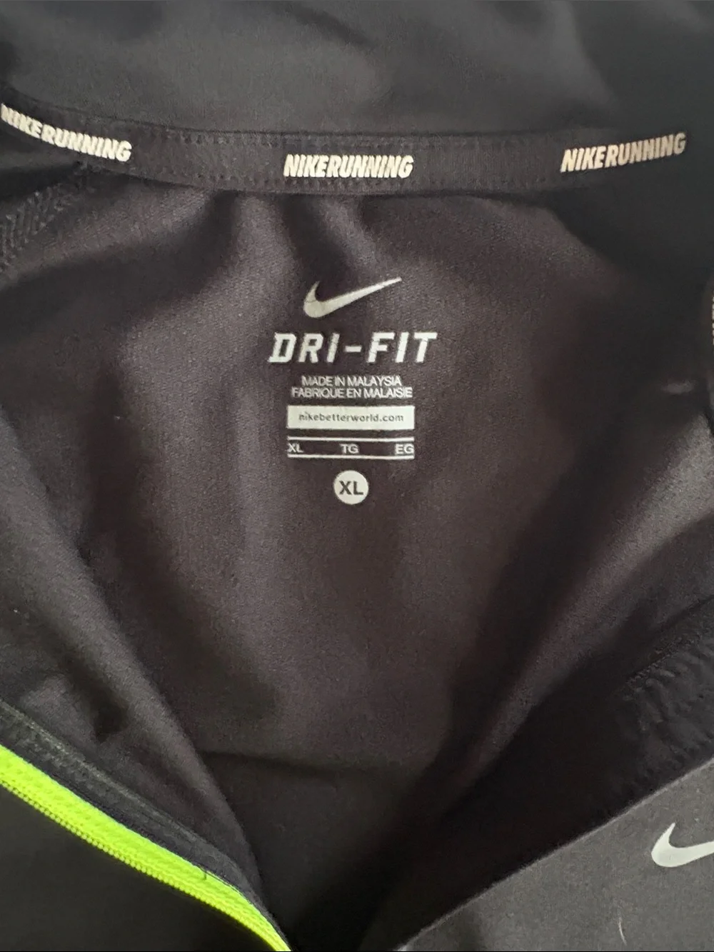 Nike Black Pullover with Neon Yellow Trim